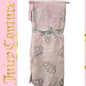 Juicy Couture Home Silver Foil Crown Logo Throw Blanket